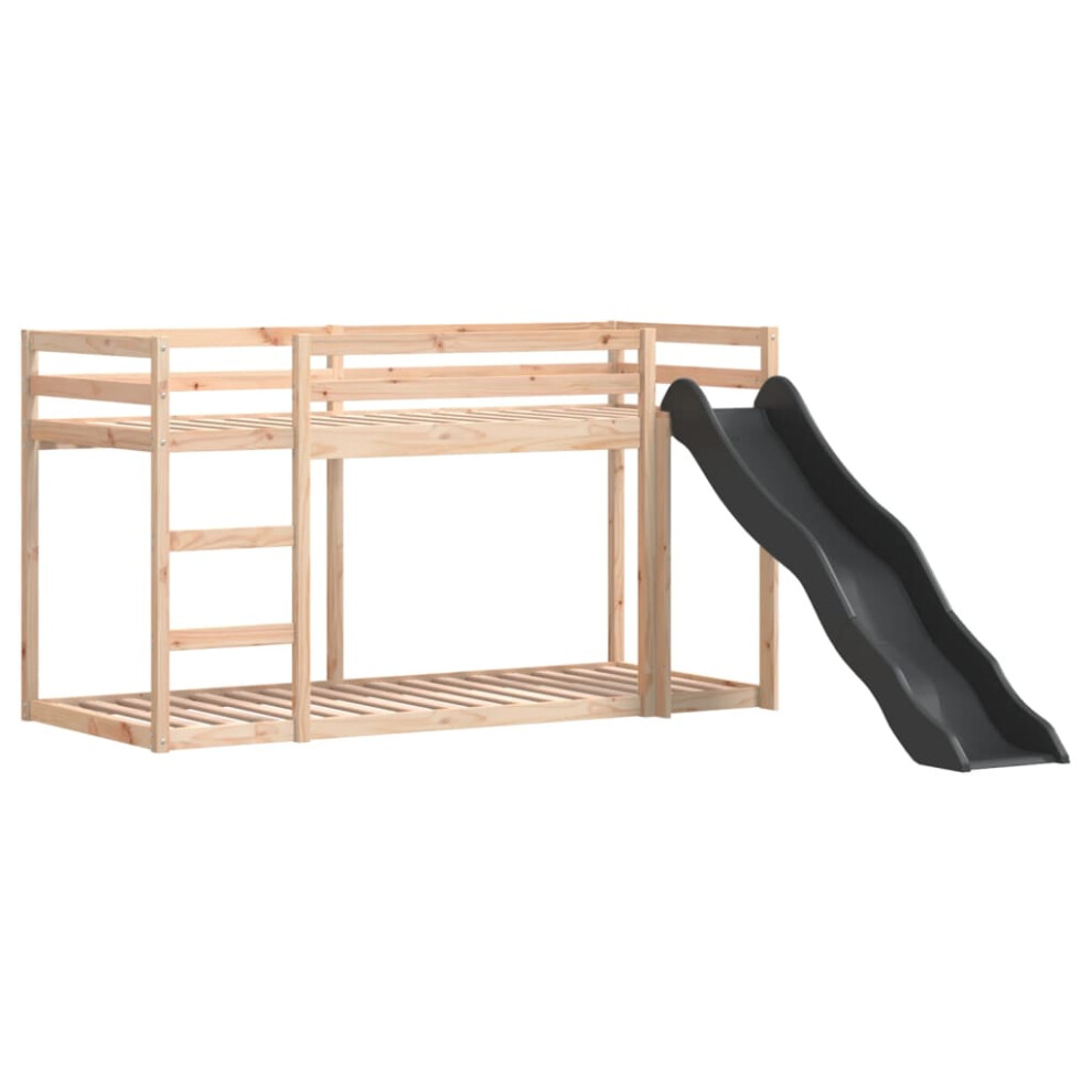 vidaXL Bunk Bed with Slide and Ladder Loft Bed Frame 90x190 cm Solid Wood Pine
