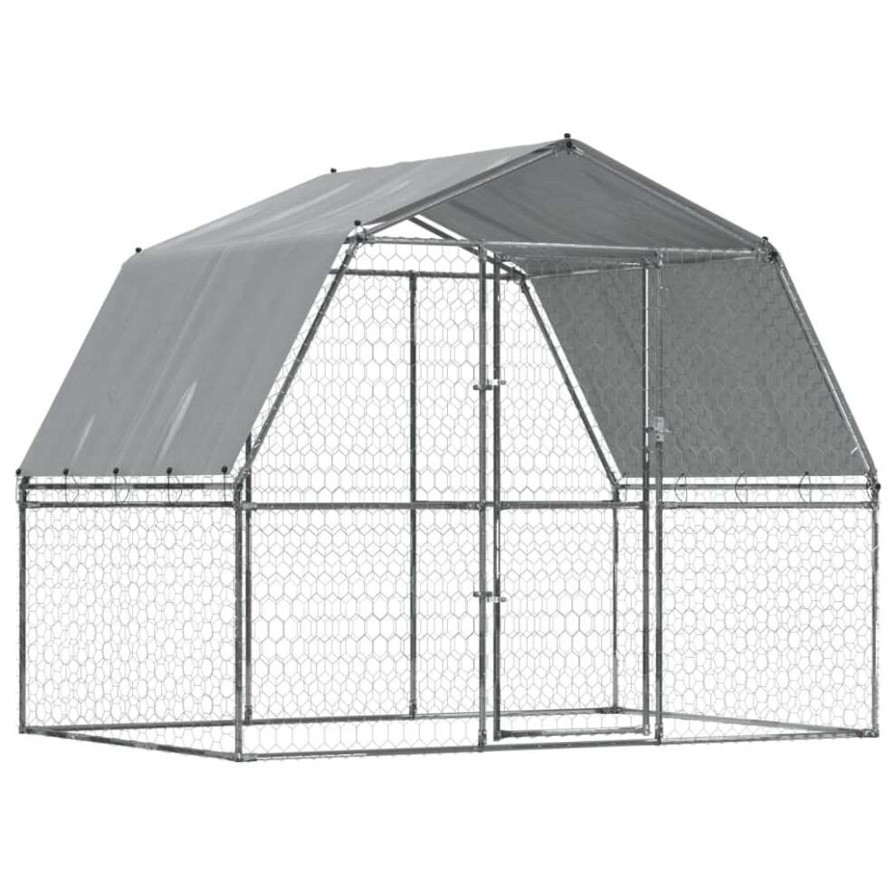 vidaXL Dog Cage with Roof and Door Dog Kennel Playpen Silver Galvanised Steel