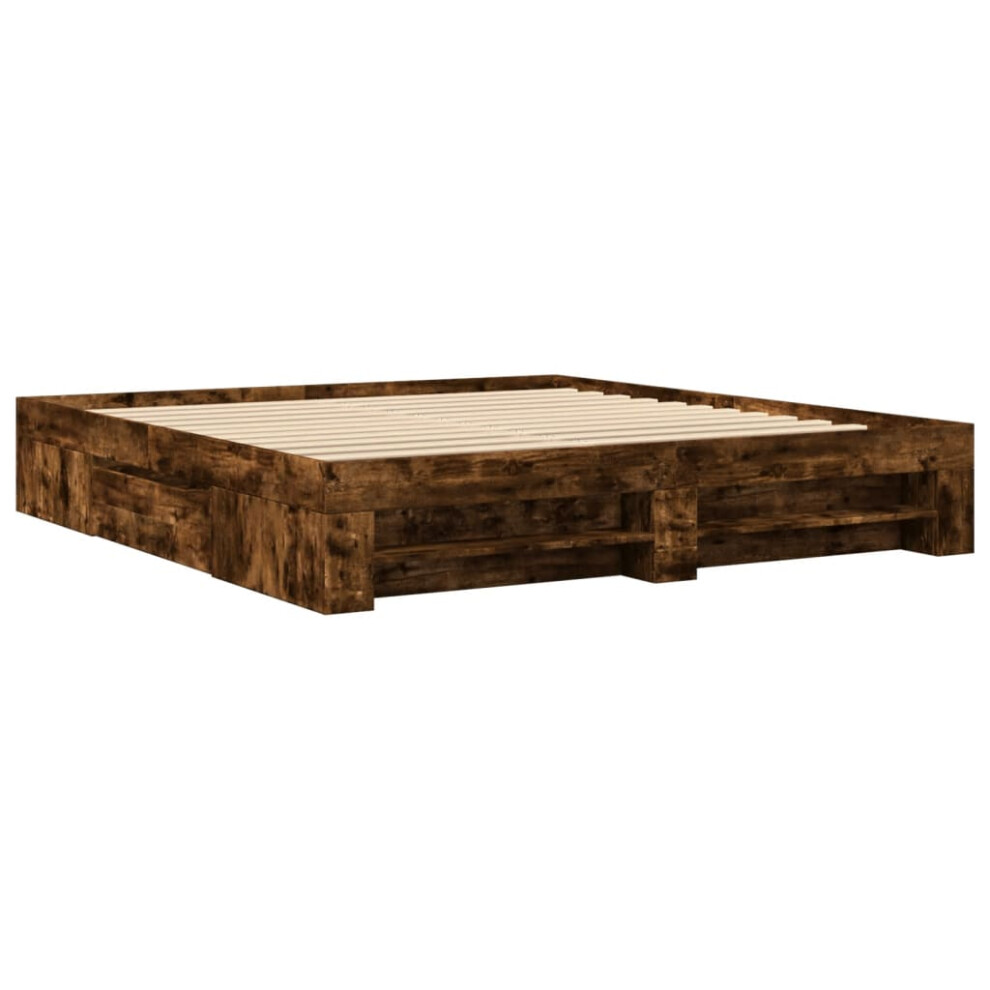 vidaXL Bed Frame Bed Base Smoked Oak 180x200 cm King Size Engineered Wood