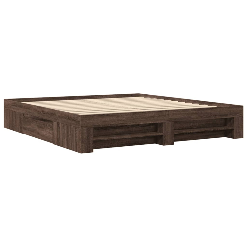 vidaXL Bed Frame Home Bed Base Brown Oak 180x200 cm King Size Engineered Wood