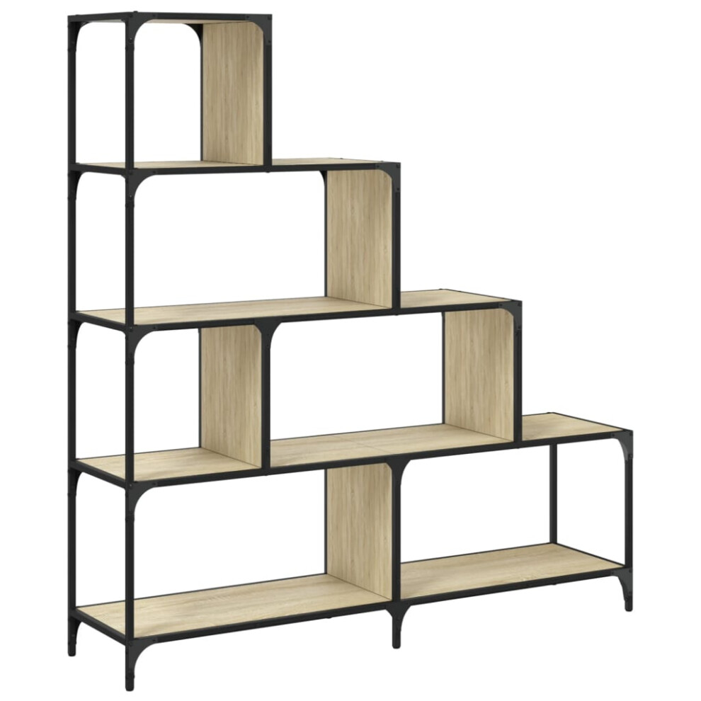 vidaXL Bookcase 4-Stair Bookshelf Cabinet Book Rack Sonoma Oak Engineered Wood