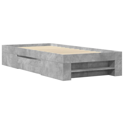 VidaXL vidaXL Bed Frame Bed Concrete Grey 75x190 cm Small Single Engineered Wood 1