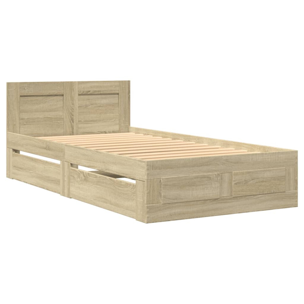 vidaXL Bed Frame with Headboard Bed Sonoma Oak Small Single Engineered Wood