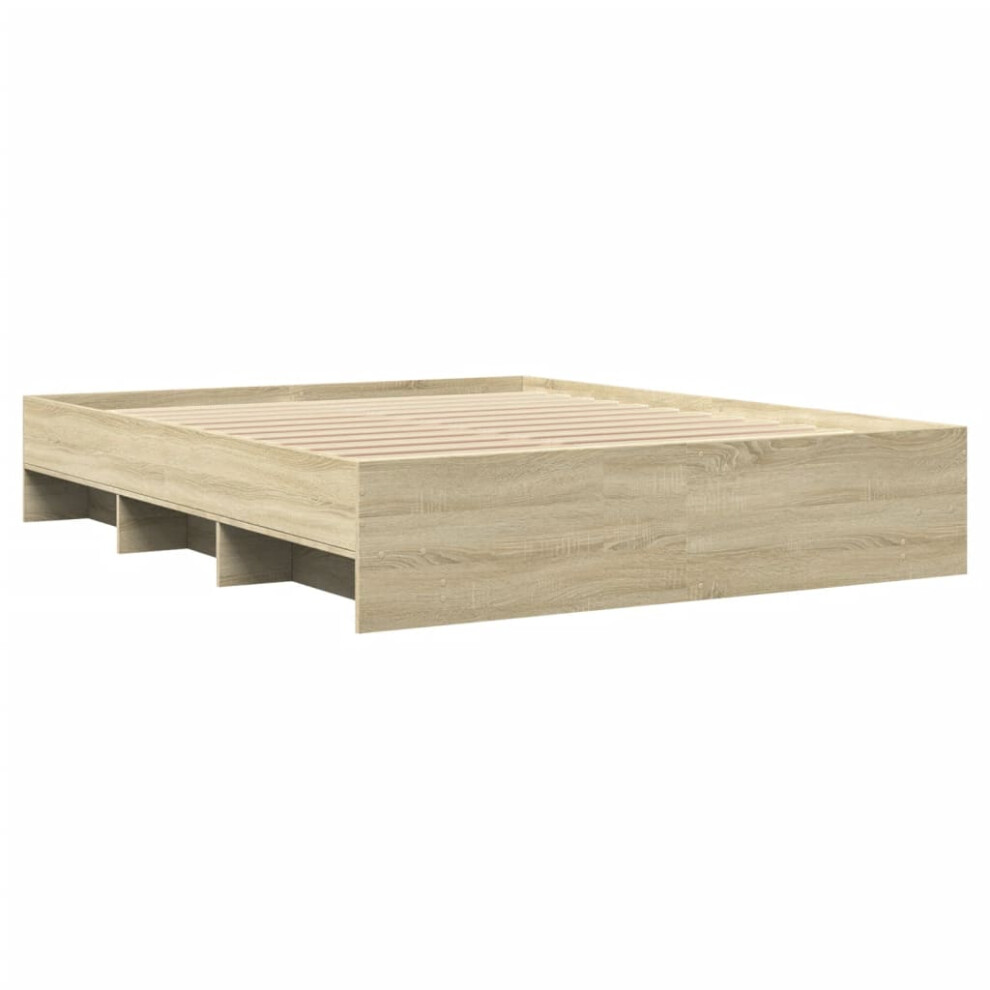 Vidaxl Bed Frame Bed Base Home Bedstead Sonoma Oak 160X200 Cm Engineered Wood