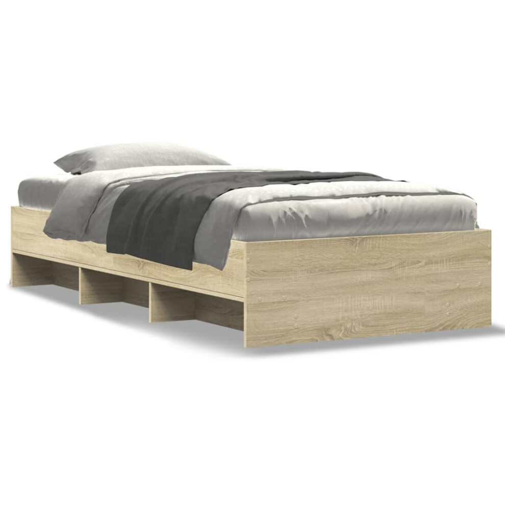 vidaXL Bed Frame Bed Base Home Bedstead Sonoma Oak 100x200 cm Engineered Wood