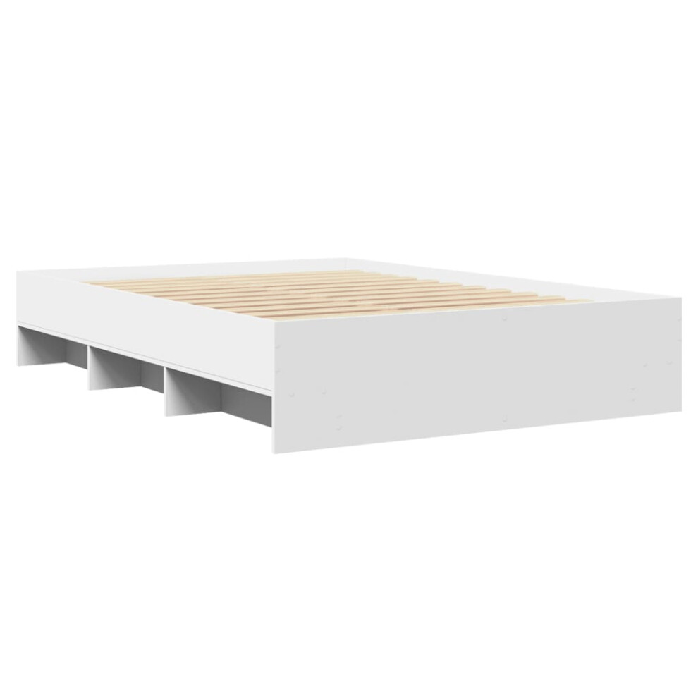 Vidaxl Bed Frame Bed Base Mattress Foundation White 135X190 Cm Engineered Wood
