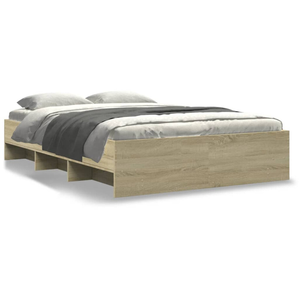 vidaXL Bed Frame Bed Base Home Bedstead Sonoma Oak 140x190 cm Engineered Wood