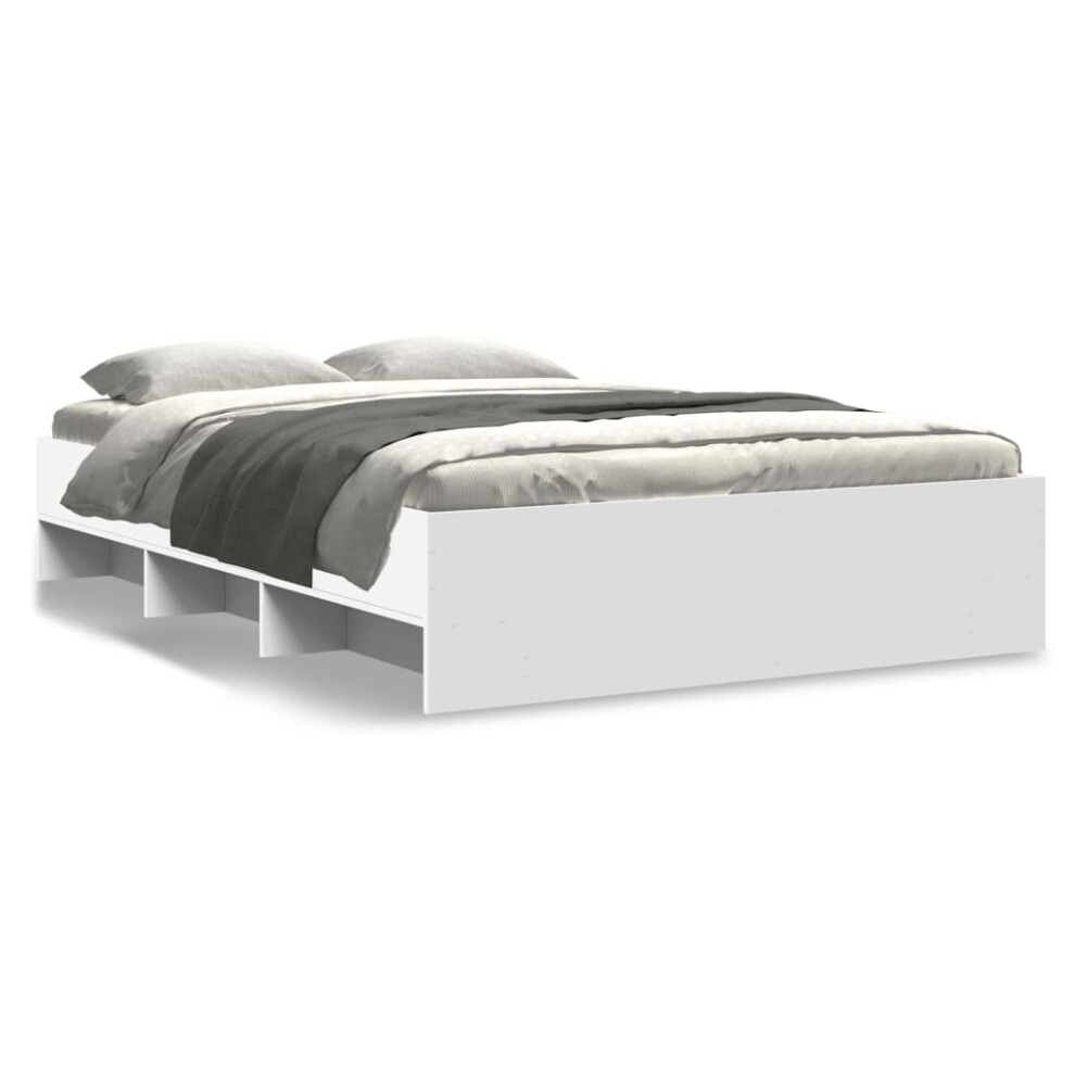 Vidaxl Bed Frame Home Bed Base White 120X190 Cm Small Double Engineered Wood