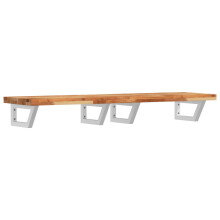 vidaXL Basin Shelf Wall Mounted Bathroom Countertop Steel & Solid Wood Acacia
