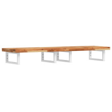 vidaXL Basin Shelf Wall Mounted Bathroom Countertop Steel & Solid Wood Acacia