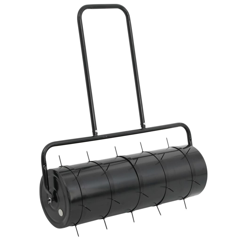 vidaXL Garden Lawn Roller with Aerator Clamps Tool Black 63 L Iron and Steel