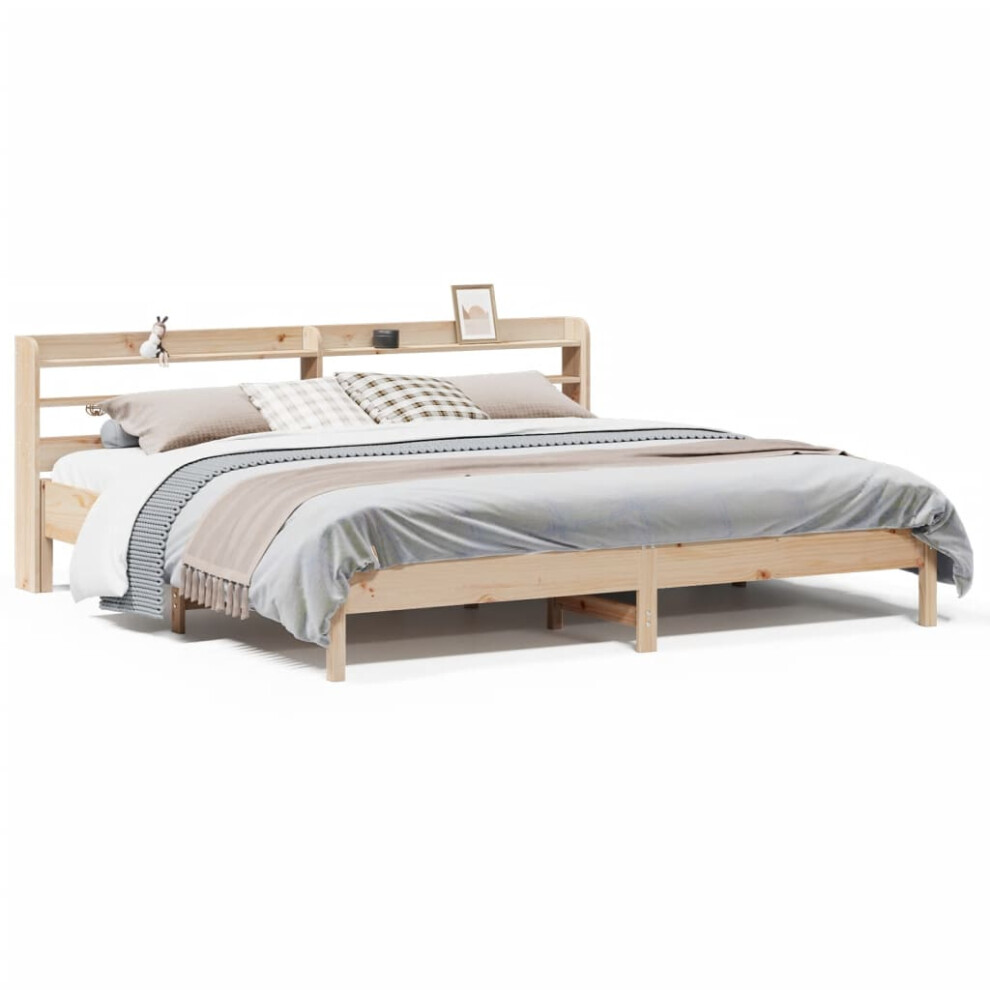 vidaXL Bed Frame with Headboard Bed Base Bedstead 200x200 cm Solid Wood Pine