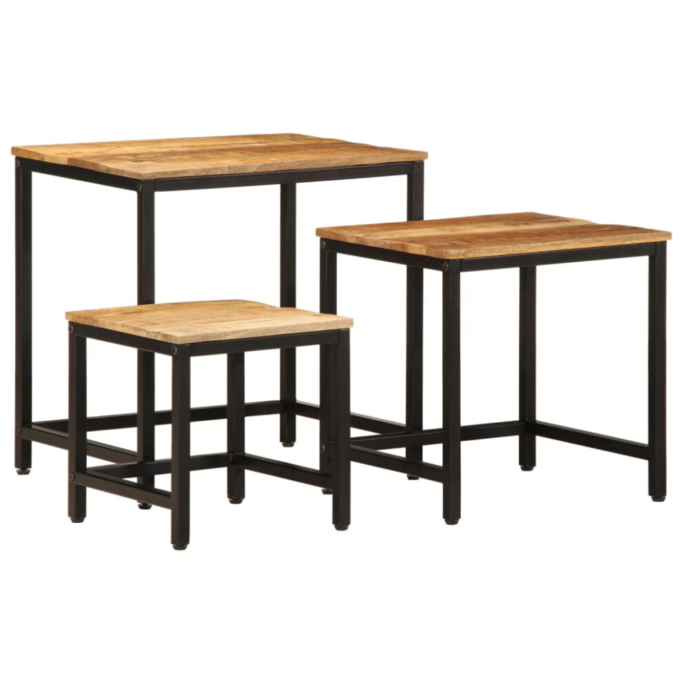 vidaXL Nesting Side Tables Coffee Nesting Table 3 pcs Solid Rough Wood Mango