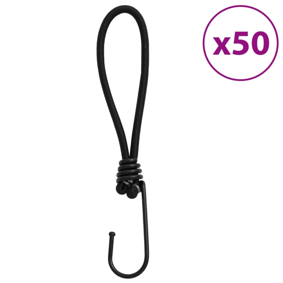 vidaXL Bungee Cord with Hooks Elastic Rope Bungee Strap Bungee Rope 50 pcs