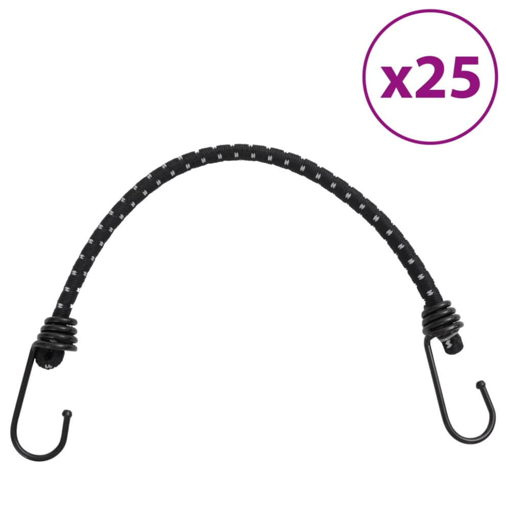 Vidaxl Bungee Cords With Reflective Strips And Hooks Bungee Straps 25 Pcs