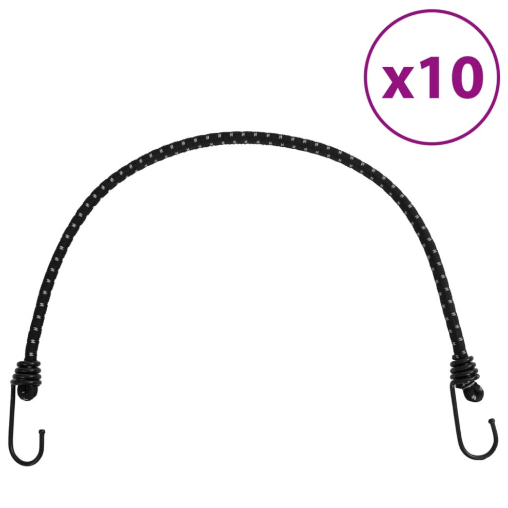 vidaXL Bungee Cords with Reflective Strips and Hooks Bungee Straps 10 pcs