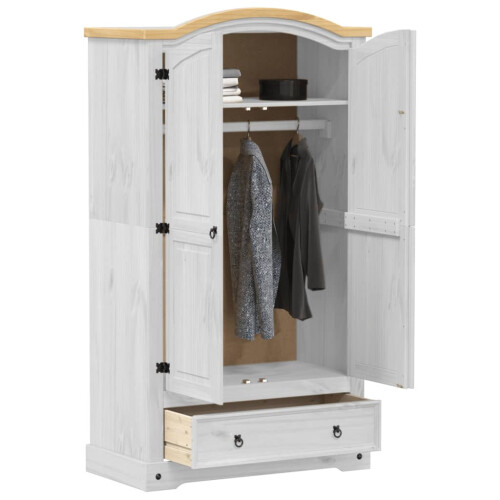 VidaXL vidaXL Wardrobe Armoire Closet Clothes Storage Organiser White Solid Wood Pine 2