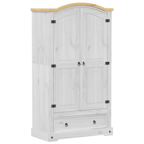 VidaXL vidaXL Wardrobe Armoire Closet Clothes Storage Organiser White Solid Wood Pine