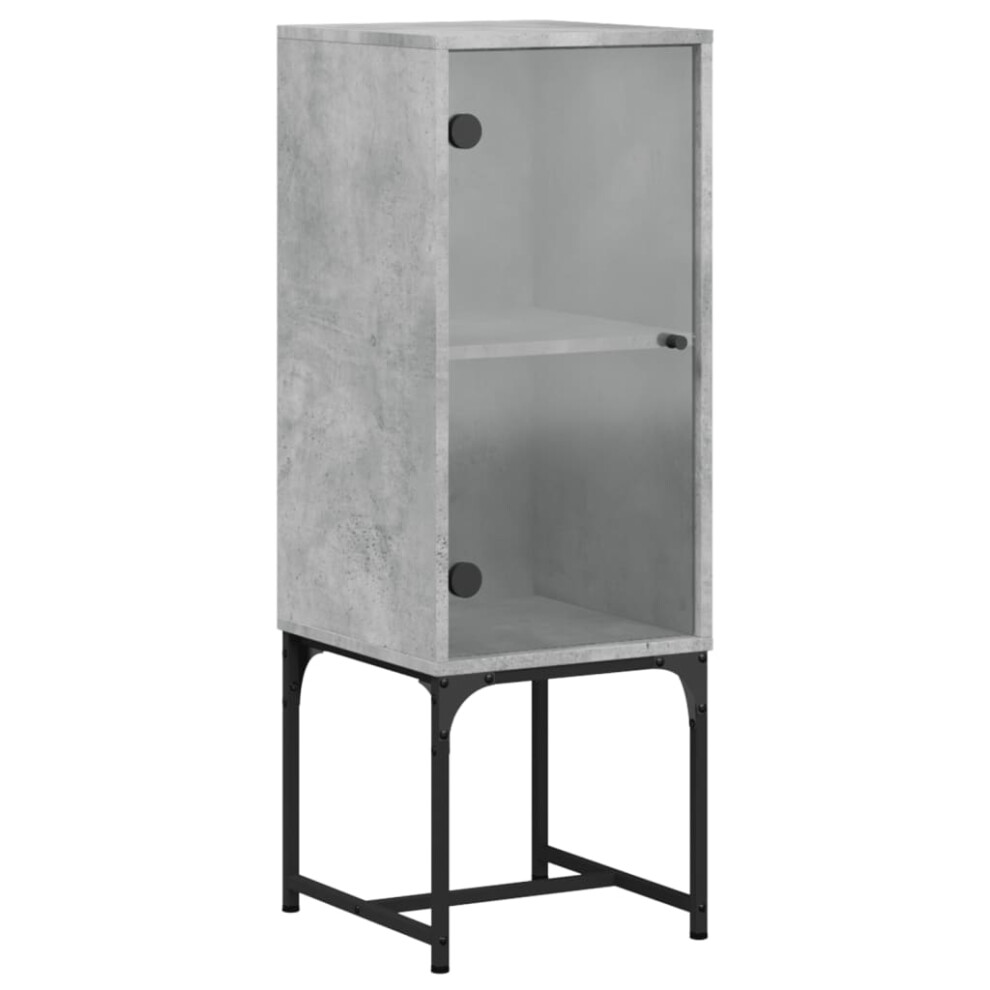 Vidaxl Side Cabinet With Glass Doors Storage Cabinet Cupboard Concrete Grey
