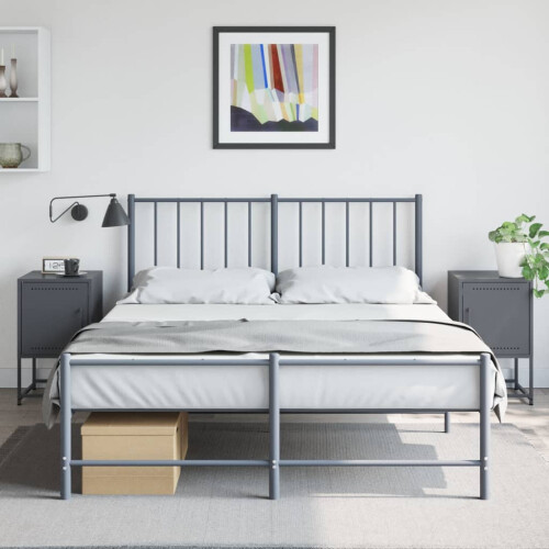 VidaXL vidaXL Bedside Cabinets Nightstand Bed Table Side Table 2 pcs Anthracite Steel 2