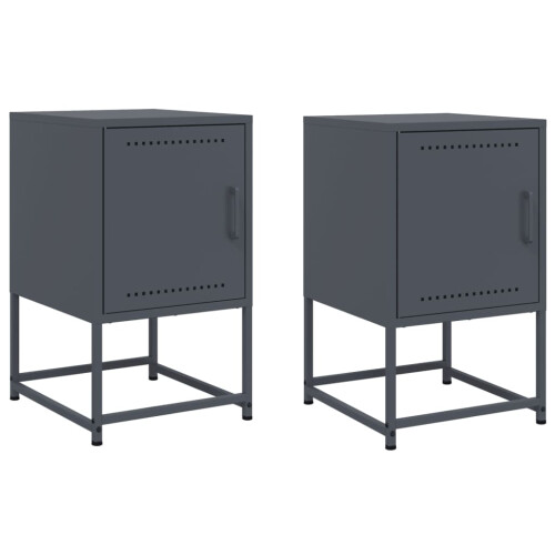 VidaXL vidaXL Bedside Cabinets Nightstand Bed Table Side Table 2 pcs Anthracite Steel 1
