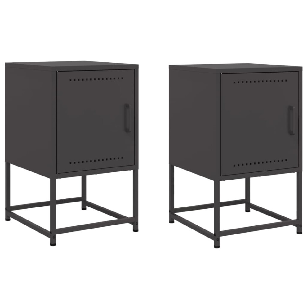 vidaXL Bedside Cabinets Nightstand Bed Table Bed Cabinet 2 pcs Black Steel