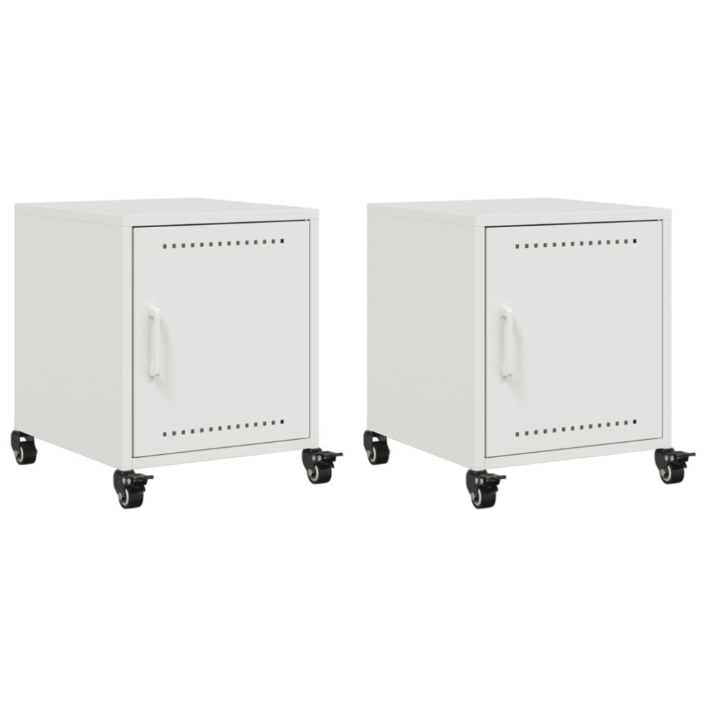 vidaXL Bedside Cabinets Nightstand Bed Table Bed Cabinet 2 pcs White Steel