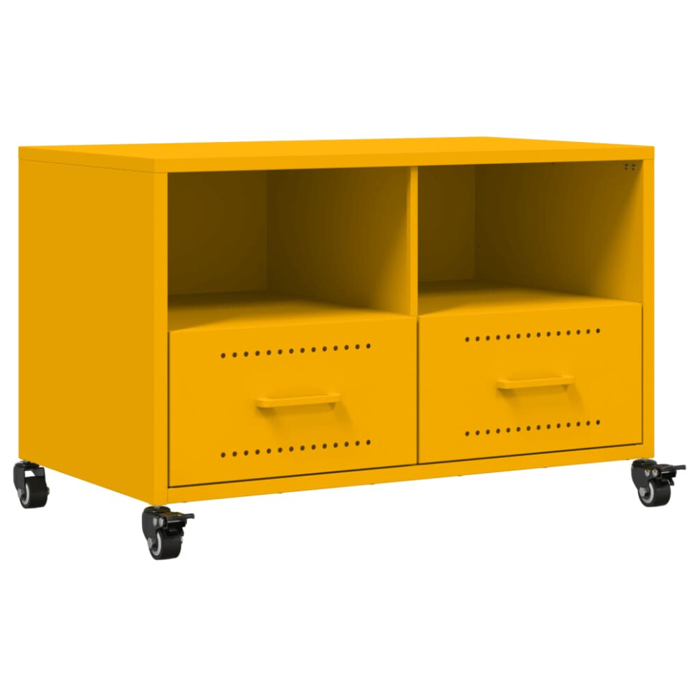 vidaXL TV Cabinet TV Stand Entertainment Centre TV Unit Mustard Yellow Steel