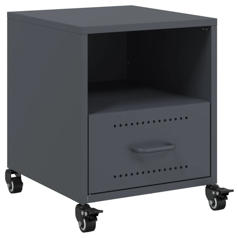 Vidaxl Bedside Cabinet Nightstand Bed Side Table Bed Cabinet Steel Anthracite