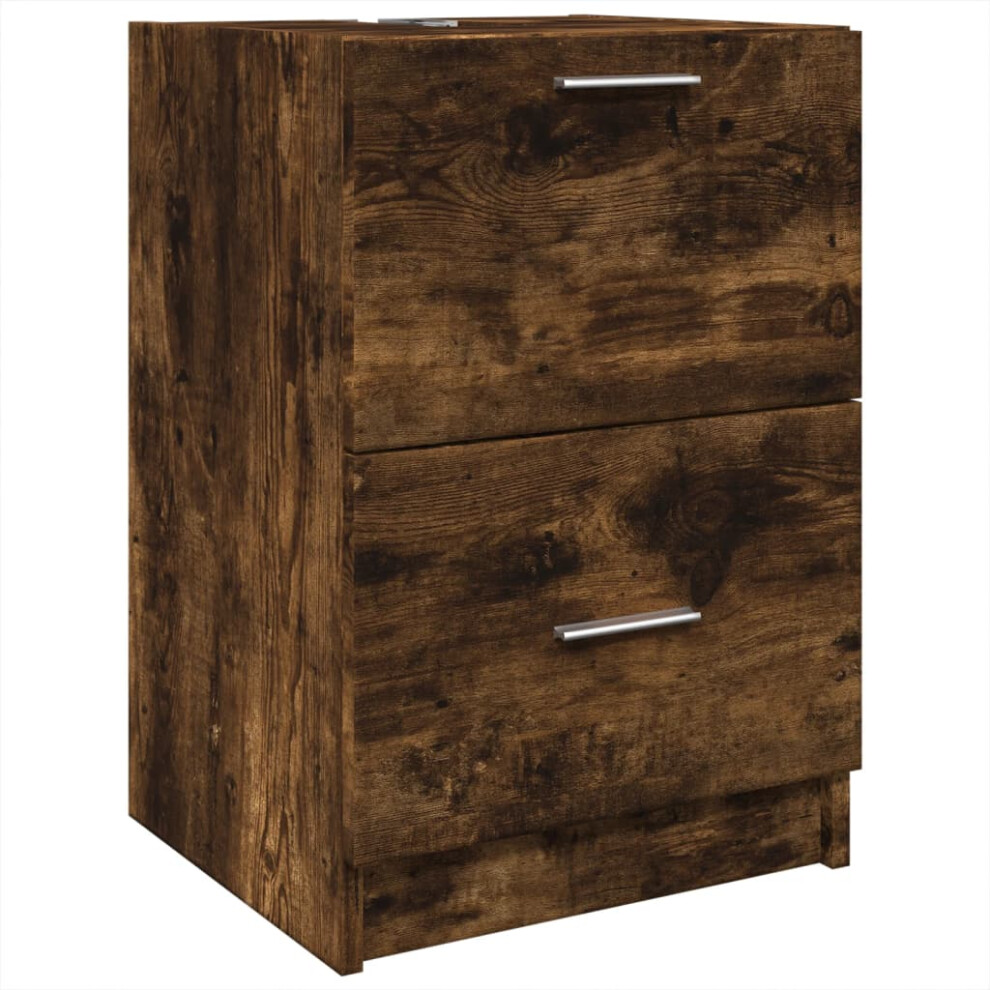 vidaXL Sink Cabinet Vanity Unit Storage Cupboard Smoked Oak Engineered Wood-image-OPC-PF8SJQC-NEW