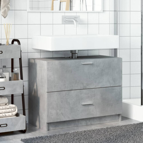 VidaXL vidaXL Sink Cabinet Vanity Unit Storage Cupboard Concrete Grey Engineered Wood 2
