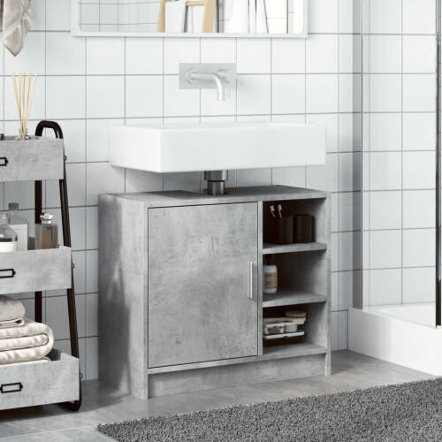 VidaXL vidaXL Sink Cabinet Vanity Unit Storage Cupboard Concrete Grey Engineered Wood 2