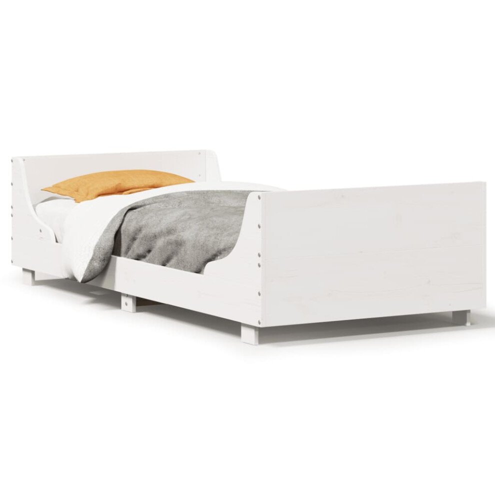 Vidaxl Bed Frame With Headboard Home Bed Base White 100X200 Cm Solid Wood Pine