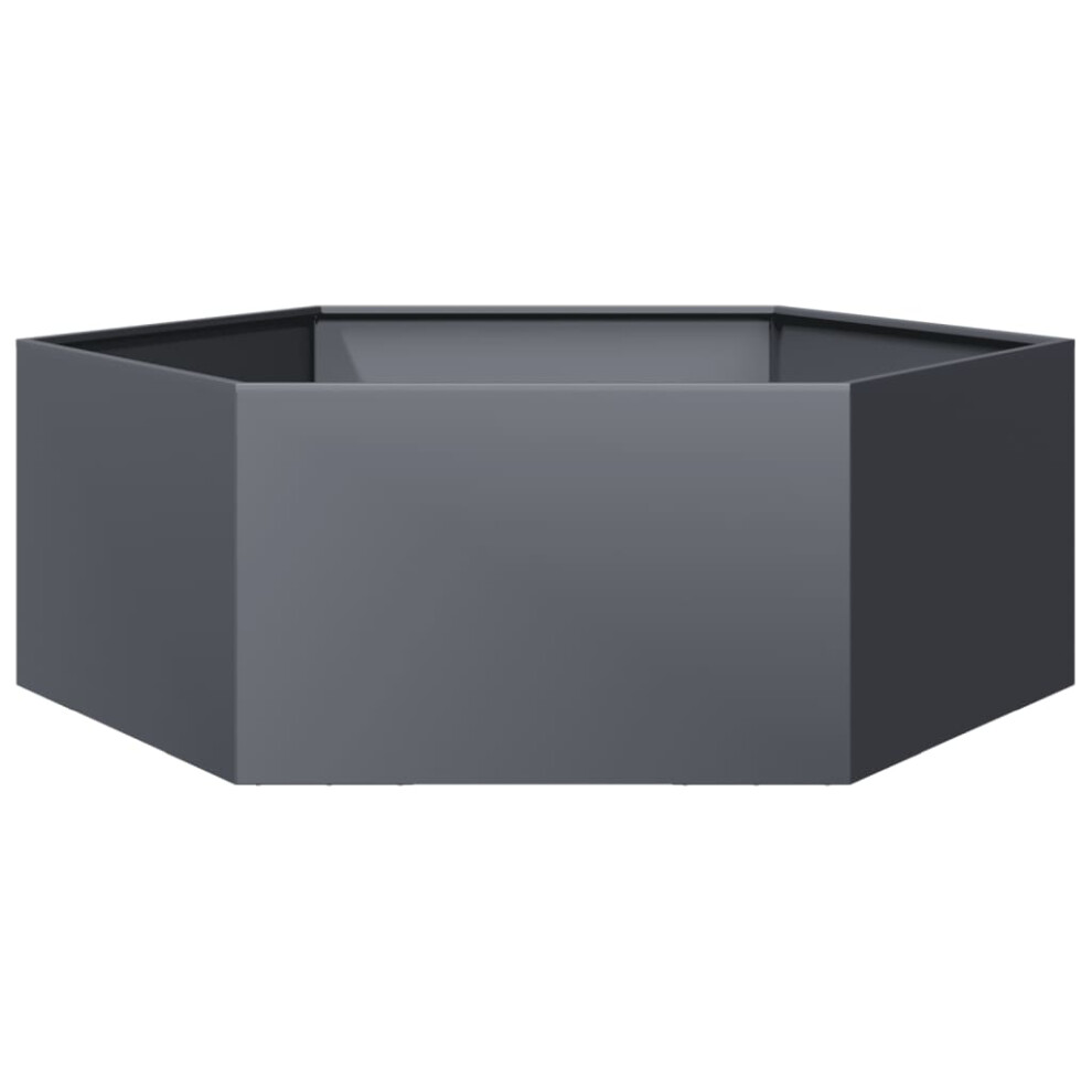Vidaxl Garden Planter Outdoor Flower Pot Planter Pot Anthracite Hexagon Steel