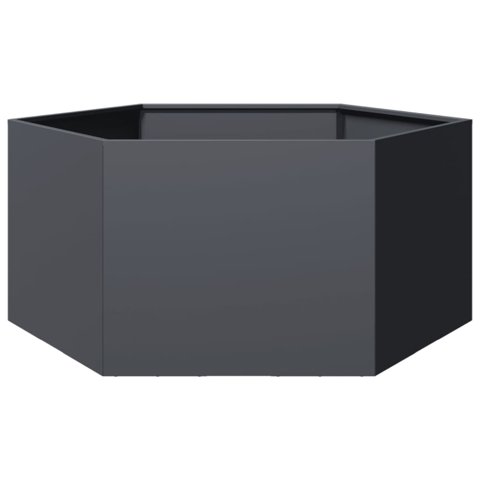 vidaXL Garden Planter Outdoor Flower Pot Planter Pot Anthracite Hexagon Steel