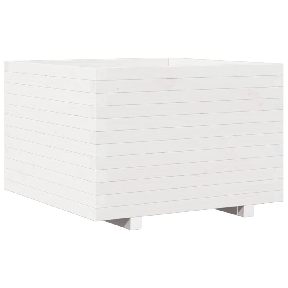 Vidaxl Garden Planter Outdoor Flower Pot Planter Pot White Solid Wood Pine