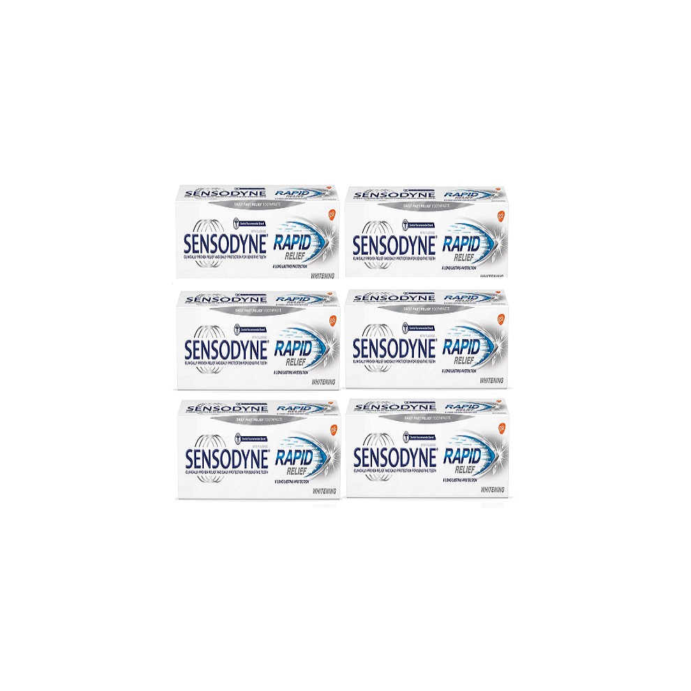 Sensodyne Rapid Relief Sensitive Whitening Toothpaste 75ml (x 6 Boxes) Expiry April 2026