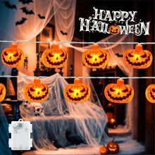 Gcstnn Halloween Pumpkin String Lights 3M 20LED Battery Operated with 6h Timer Fairy Lights Outdoor forHalloween Carnival Porch Window Fall Decoration