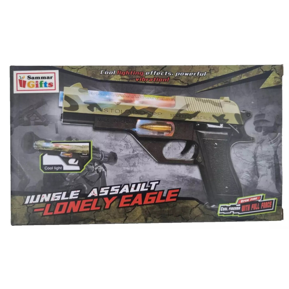 Kids Toy Gun Camouflage Army Military Jungle Assault Led Lights Sound Vibration