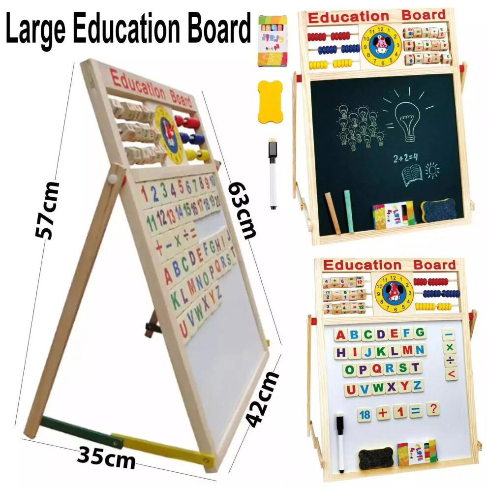 Children's Easel WhiteBoard BlackBoard 6 in 1 Educational Art Board