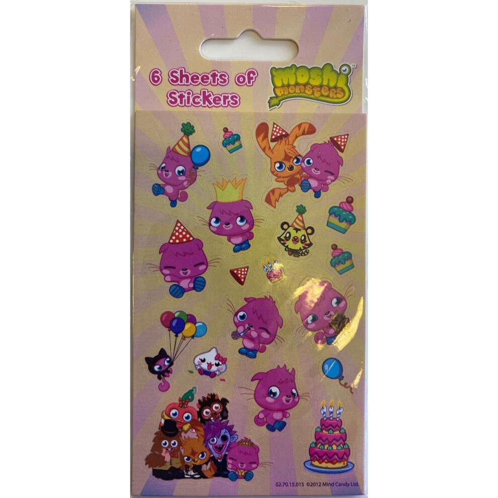 Moshi Monsters Poppet Sticker Sheet (Pack of 6)