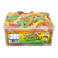 (Sour Snakes 800g TUB - 1H044) Halal Sweets Cola Bottles, Sour Suckers, Twin Cherries 800g Tubs HMC Certified