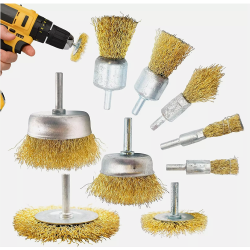 Wire Brush Set Drill Attachment 9pcs Small Heavy Duty Brass Metal Rust