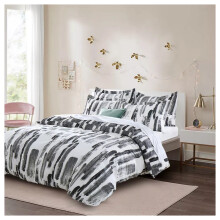 (Super King Duvet Cover -Printed Floral) Grey Bedding Sets Single Double King Reversible Duvet Quilt Cover UK