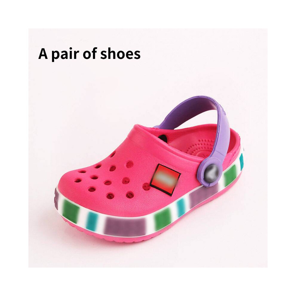 (Pink, 22-24Foot Length16.5-17cm) Crocs Children Style Clog Beach Shoes Slipper Sandal Summer Breathable Colorful
