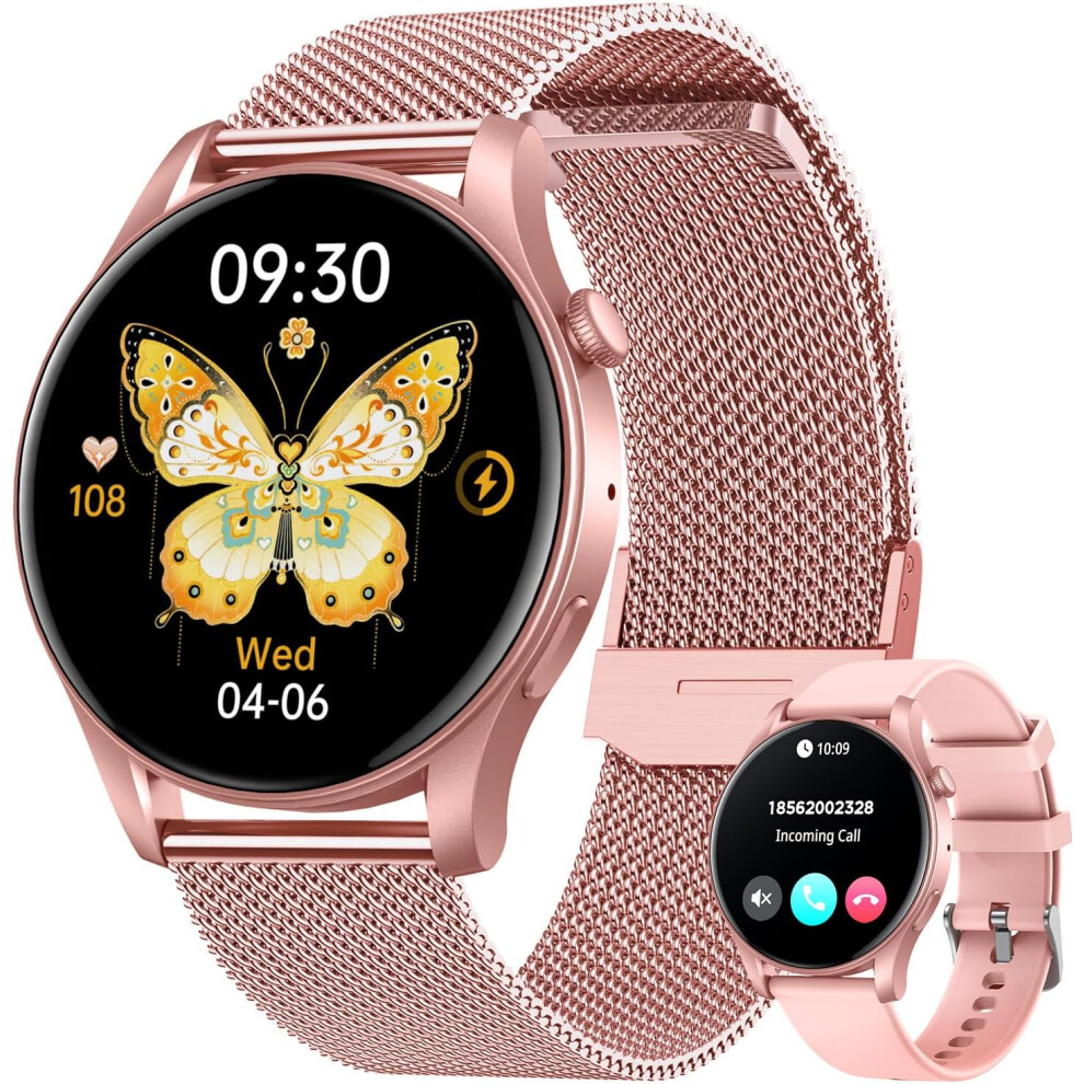 Chronus Chronus 1.43" Amoled Smartwatch With Dual Straps And Heart Rate Monitor - Pink 6976919912618