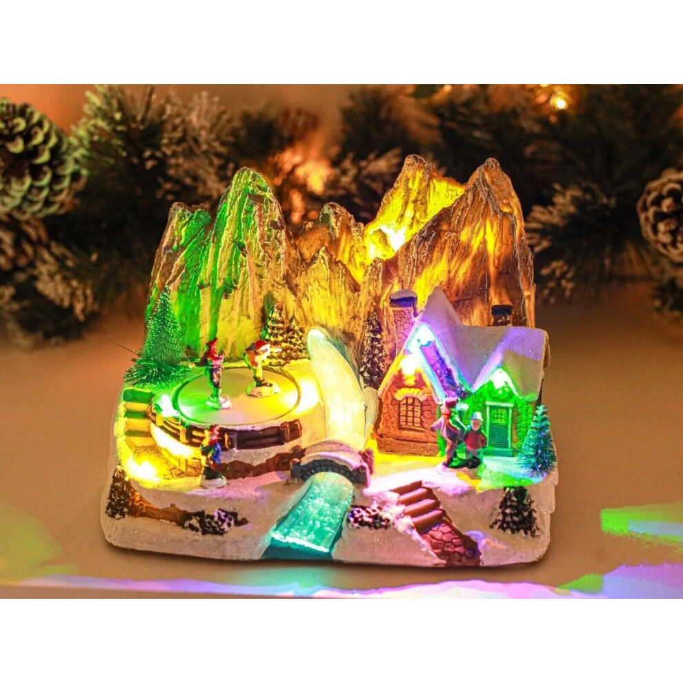 Christmas Village LED Decoration Light Up Mountain Scene Animated Musical Xmas