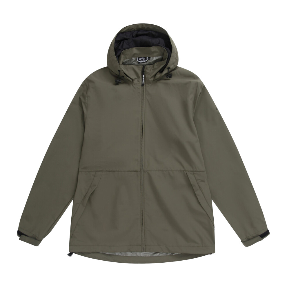 (L, Khaki Green) Animal Mens Pace Packable Waterproof Jacket