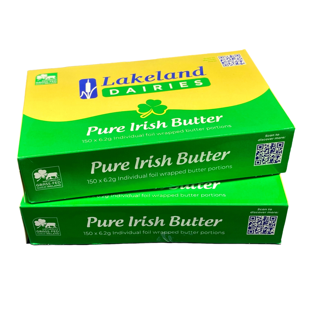 Lakeland Irish Salted Butter 2 x 150 Individual Foil Wrapped Portions