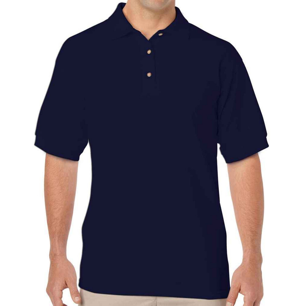 (S, Navy) Gildan Mens DryBlend Polo Shirt